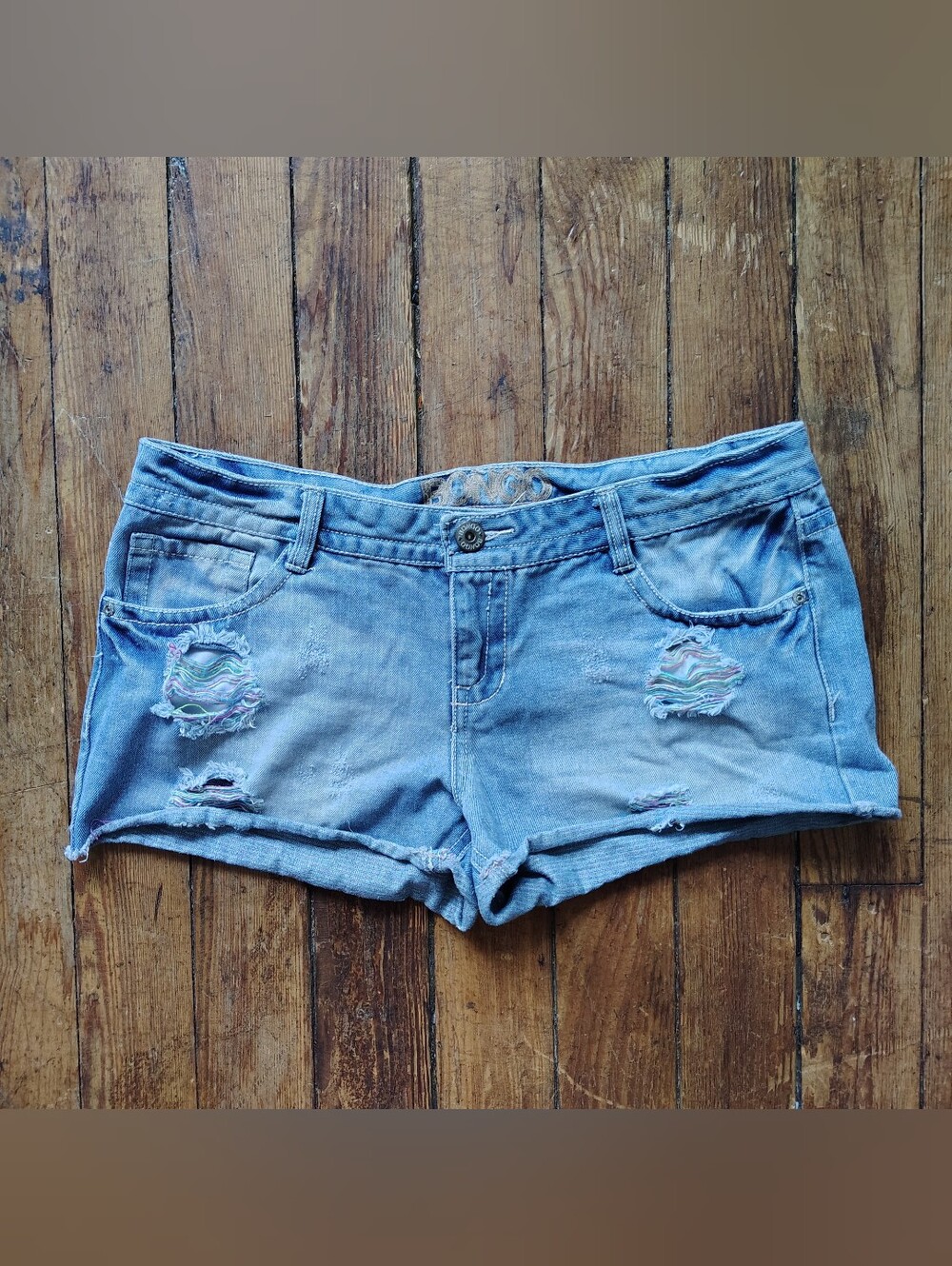 Bongo Y2K Vintage Denim Low Rise Micro Mini Shorts Size 13 Large Jean Shorts